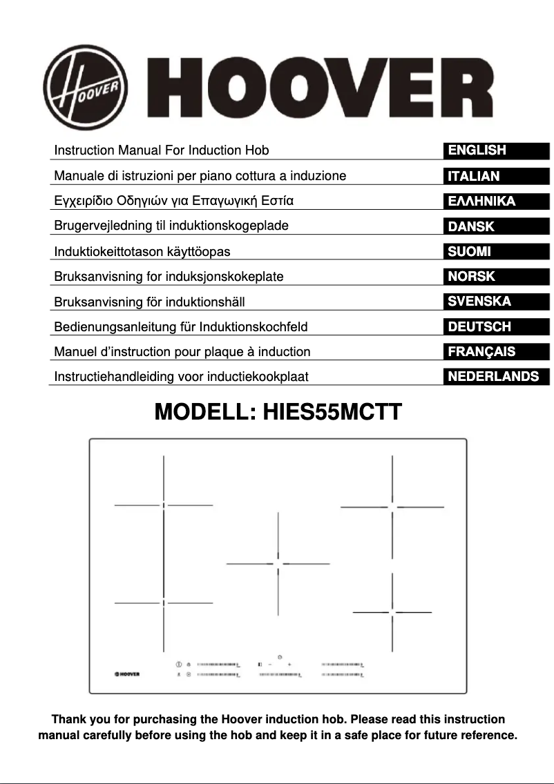 Page 1 de la notice Manuel utilisateur Hoover HIES55MCTT