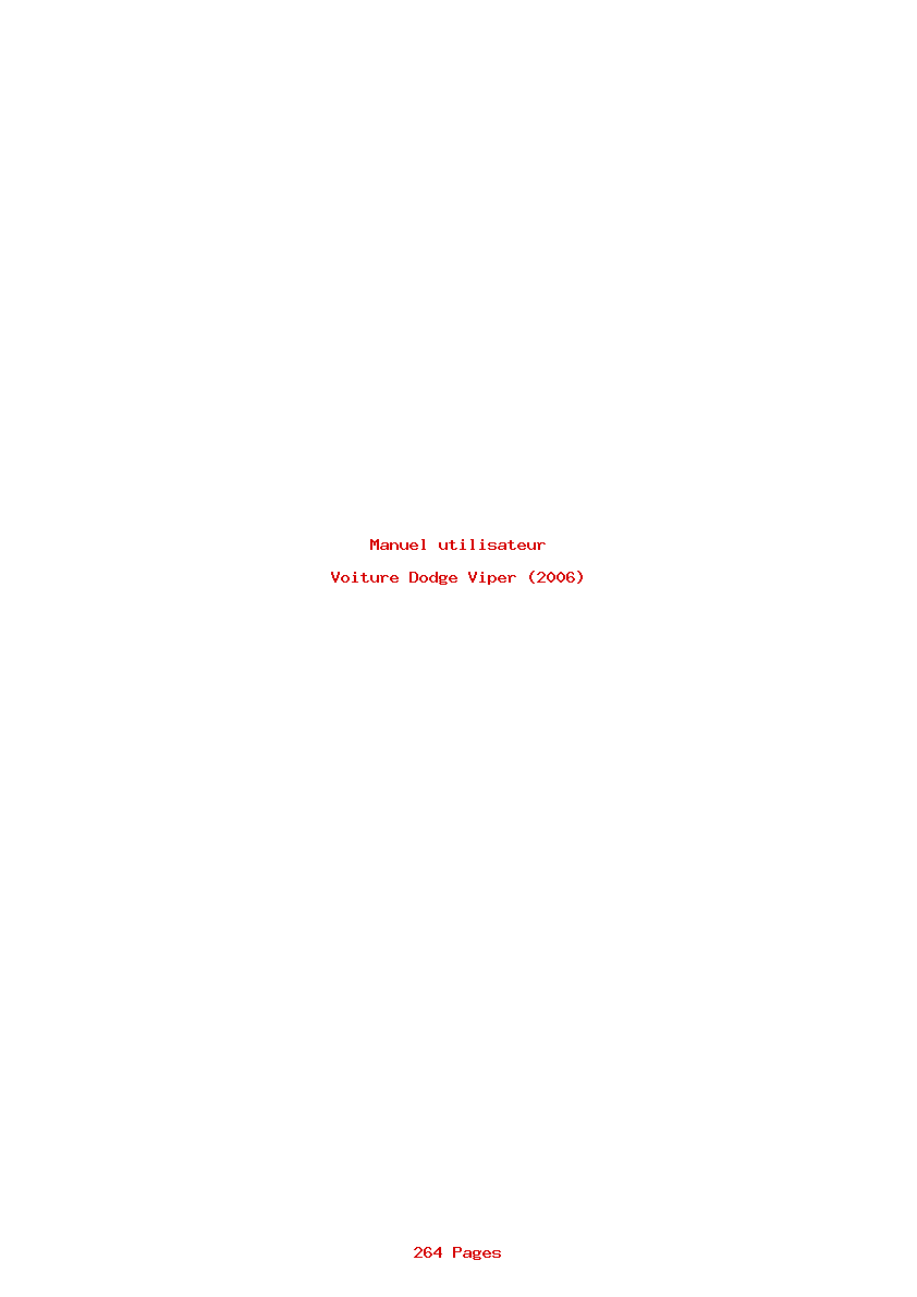 Page 1 de la notice Manuel utilisateur Dodge Viper (2006)