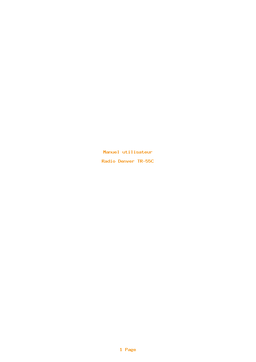Page 1 de la notice Manuel utilisateur Denver TR-55C