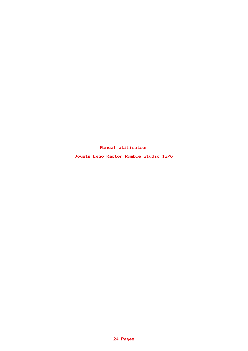 Page 1 de la notice Manuel utilisateur Lego Raptor Rumble Studio 1370