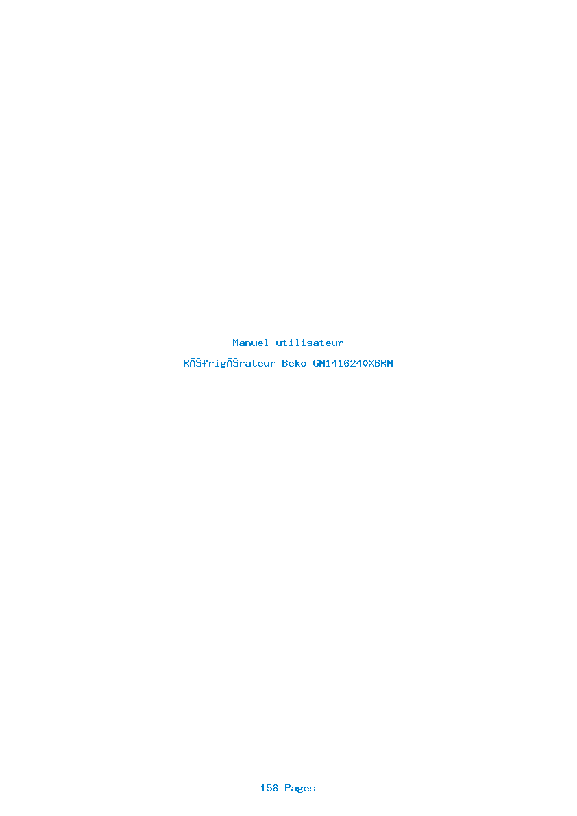 Page 1 de la notice Manuel utilisateur Beko GN1416240XBRN