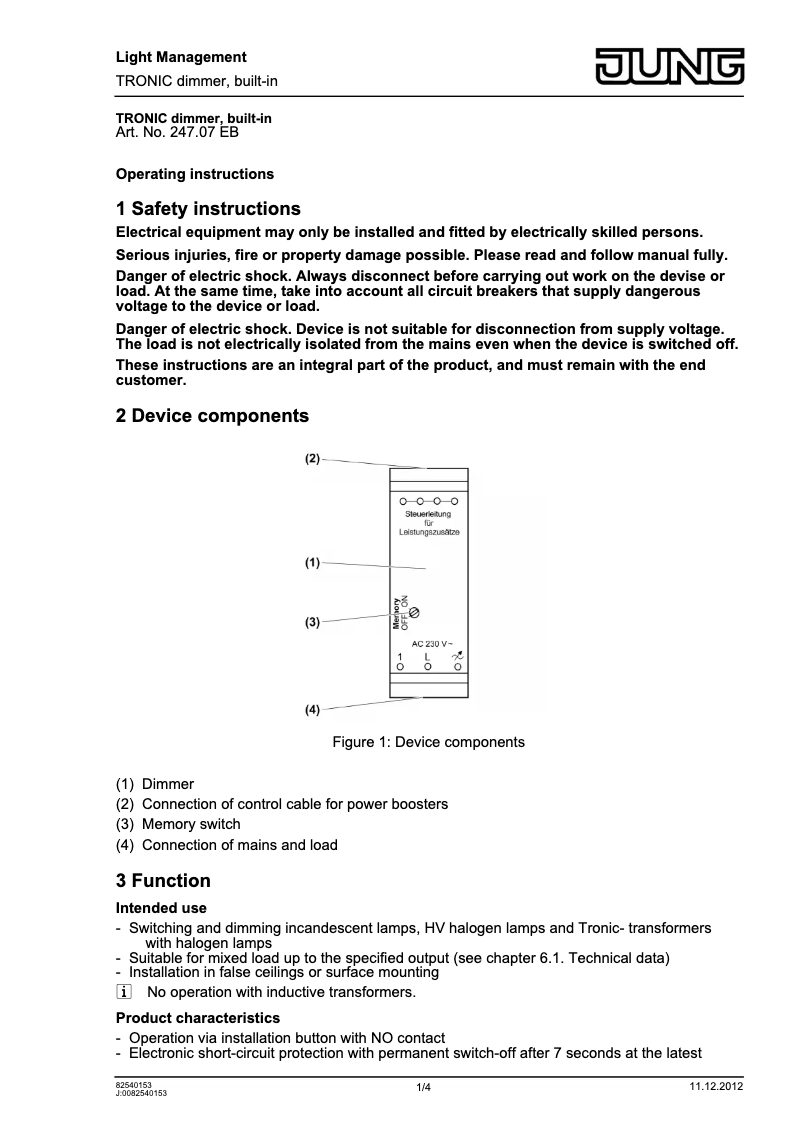 Página 1 del manual Manual de usuario JUNG 247.07EB