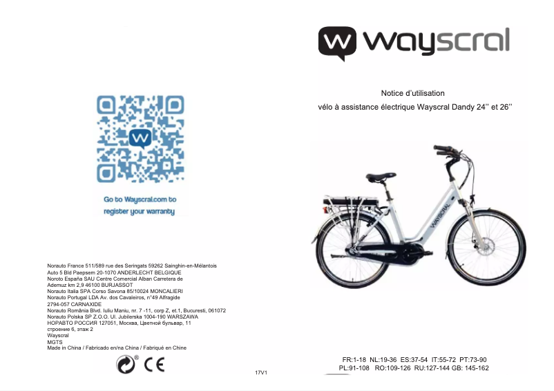 Página 1 del manual Manual de usuario Wayscral Dandy 26