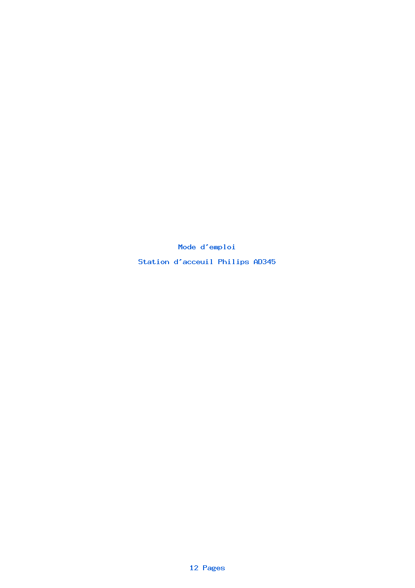Page 1 de la notice Mode d'emploi Philips AD345