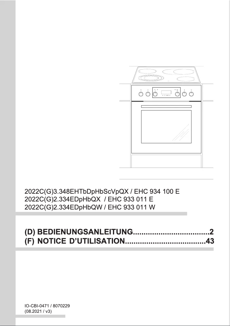 Page 1 de la notice Manuel utilisateur Amica EHC 934 100 E