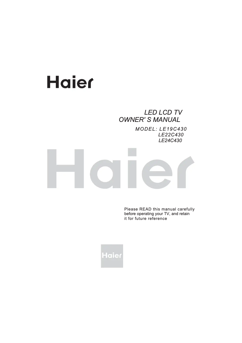Page 1 de la notice Manuel utilisateur Haier LET19C430