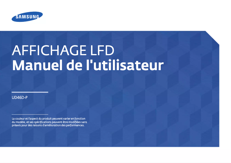 Page 1 de la notice Manuel utilisateur Samsung UD46D-P