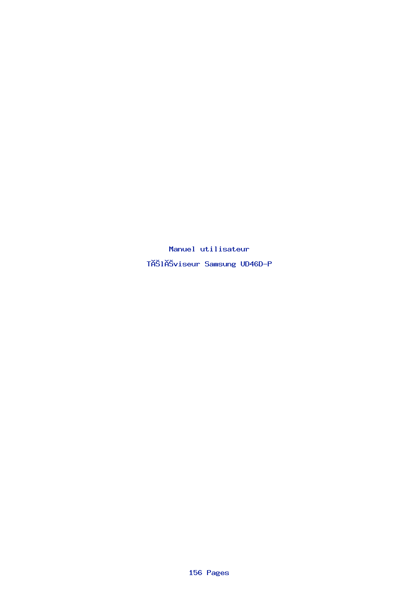 Page 1 de la notice Manuel utilisateur Samsung UD46D-P