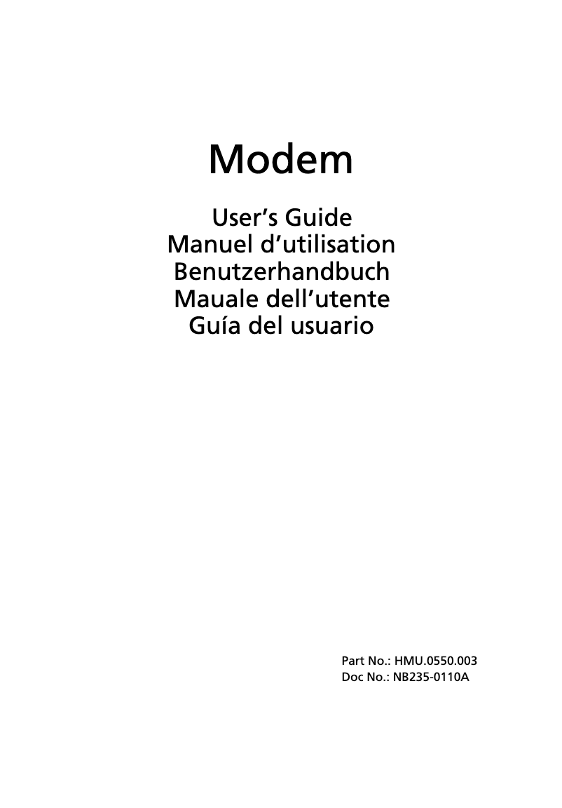 Page 1 de la notice Manuel utilisateur Acer System Modem