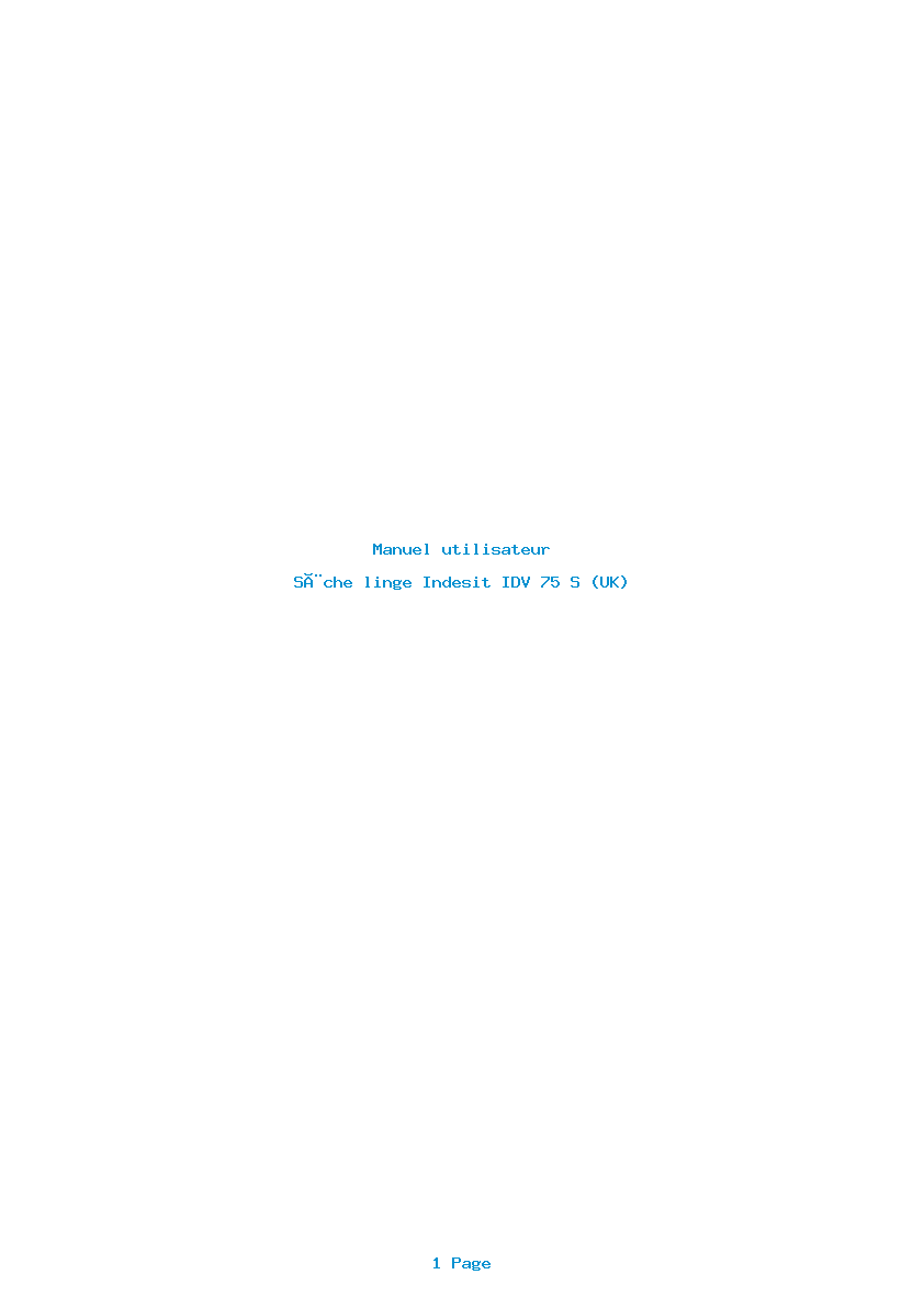 Page 1 de la notice Manuel utilisateur Indesit IDV 75 S (UK)