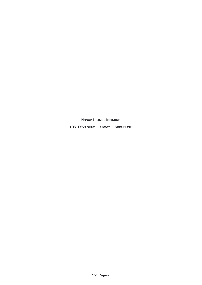 Page 1 de la notice Manuel utilisateur Linsar LS85UHDNF