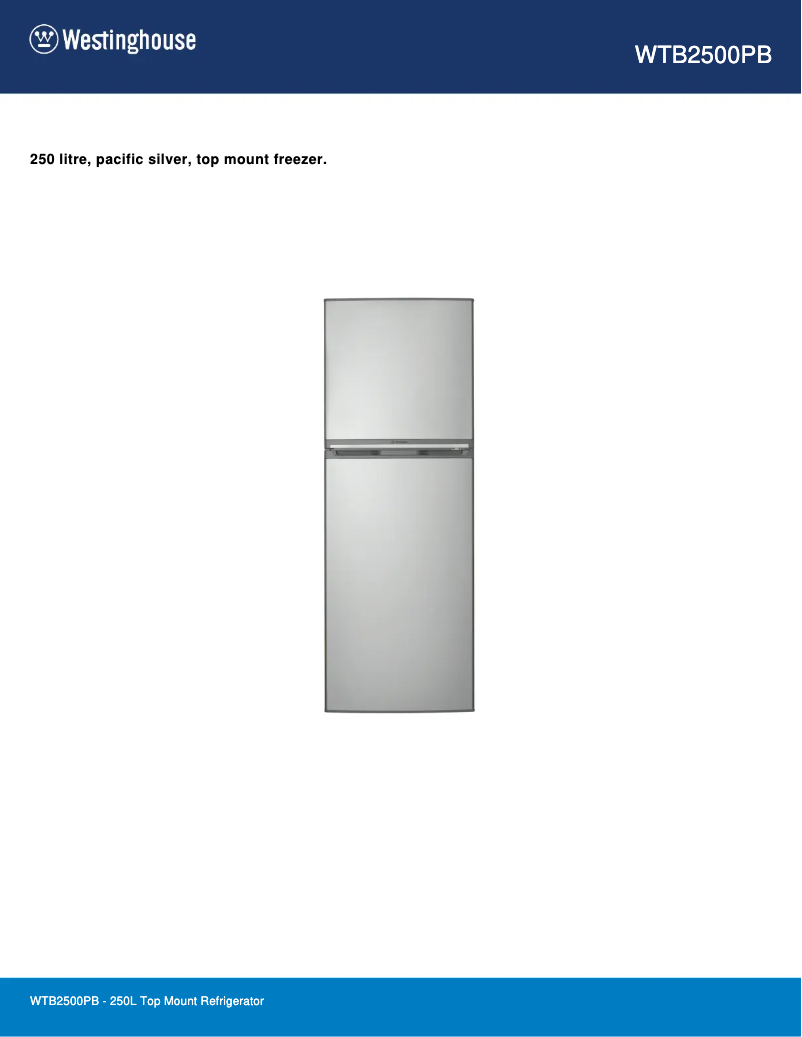 Página 1 del manual Ficha técnica Westinghouse WTB2500PB