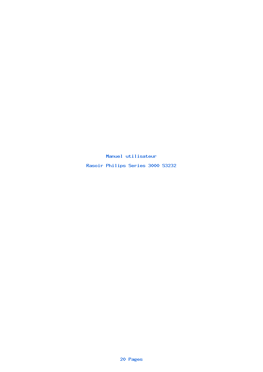 Page 1 de la notice Manuel utilisateur Philips Series 3000 S3232
