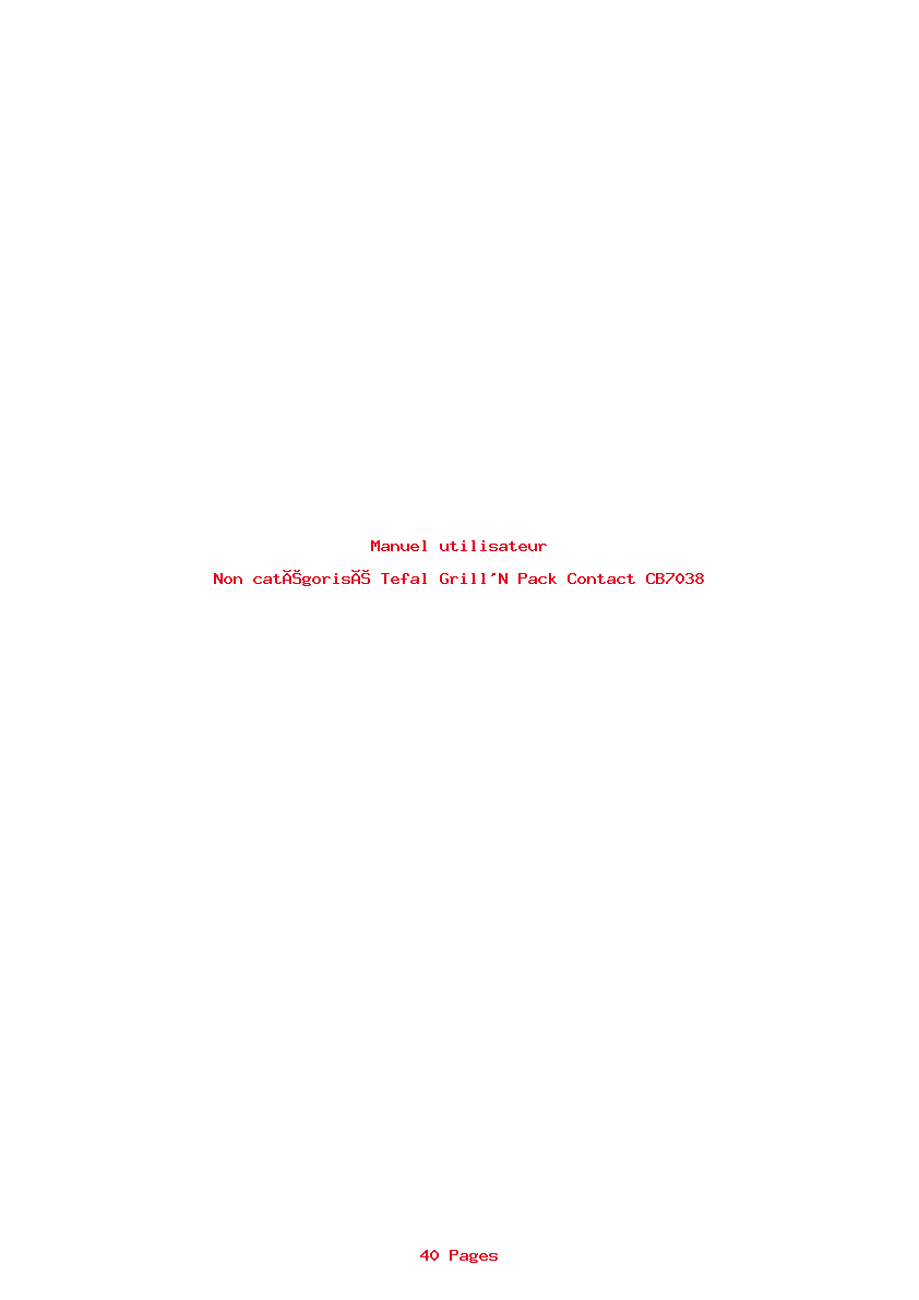 Page 1 de la notice Manuel utilisateur Tefal Grill'N Pack Contact CB7038