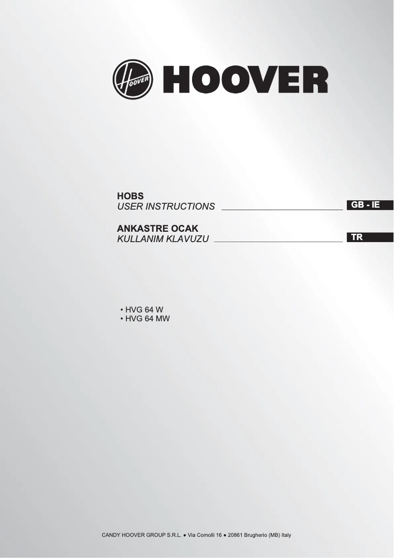 Page 1 de la notice Manuel utilisateur Hoover HVG64MW