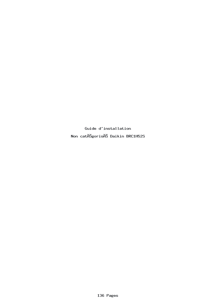 Page 1 de la notice Guide d'installation Daikin BRC1H52S