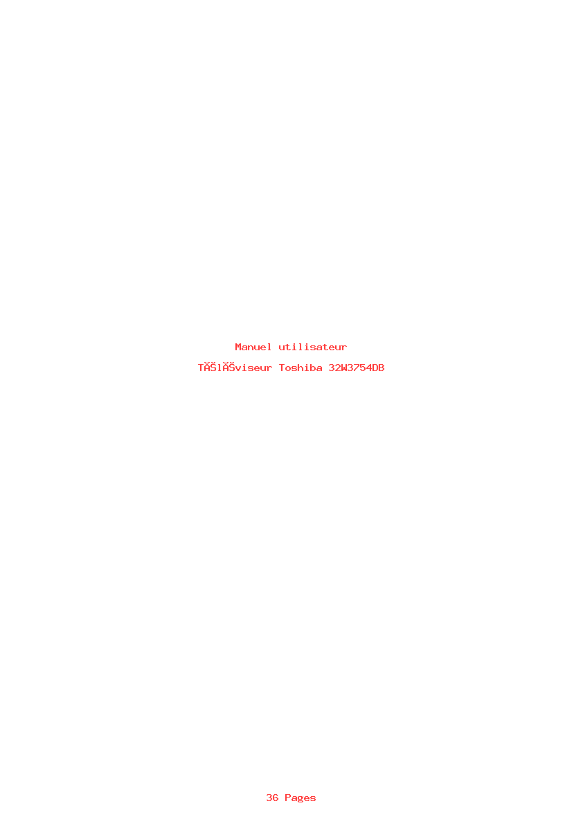 Page 1 de la notice Manuel utilisateur Toshiba 32W3754DB