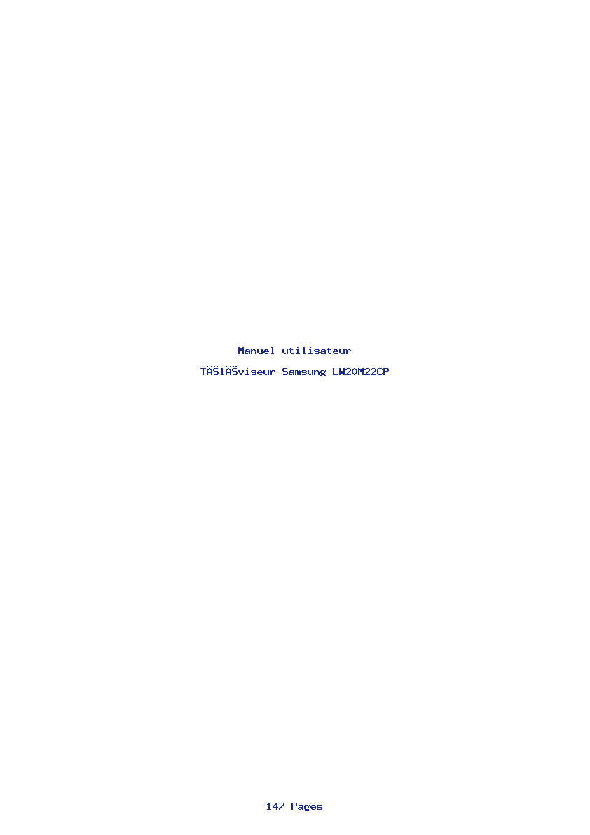 Page 1 de la notice Manuel utilisateur Samsung LW20M22CP