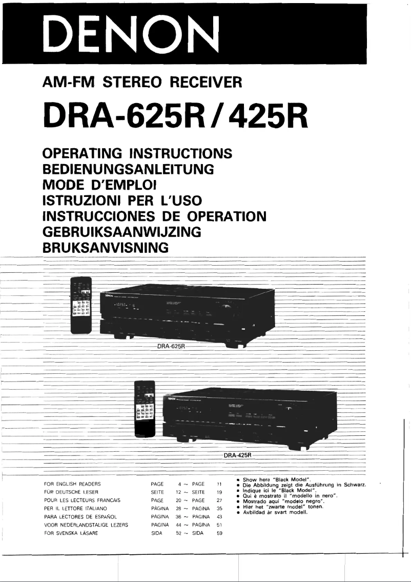 Page 1 de la notice Manuel utilisateur Denon DRA-625R