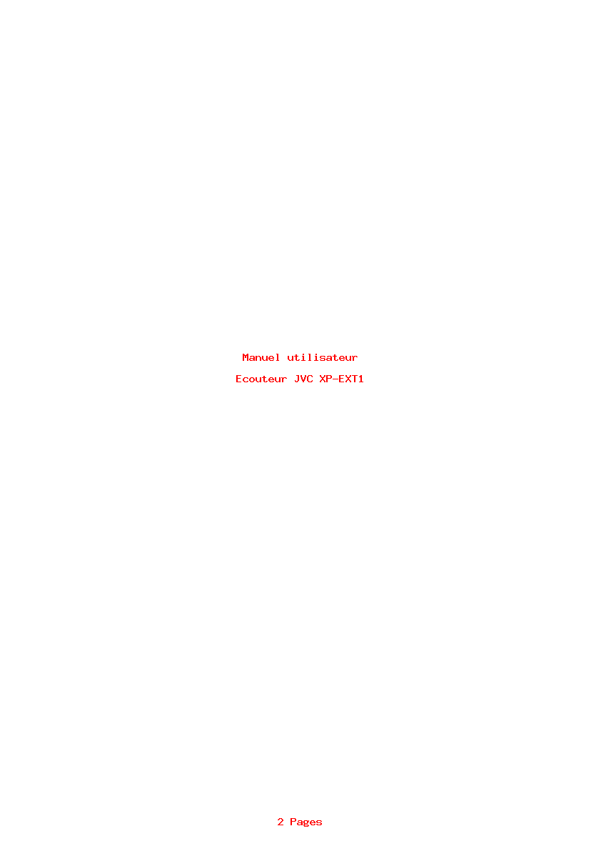 Page 1 de la notice Manuel utilisateur JVC XP-EXT1