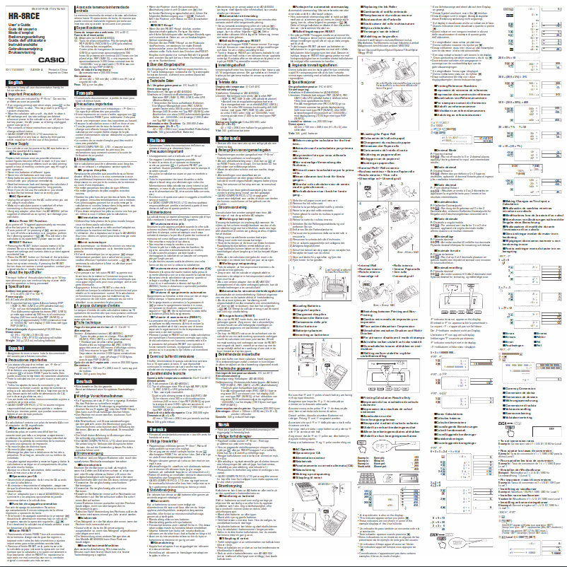 Page 1 de la notice Manuel utilisateur Casio HR-8RCE