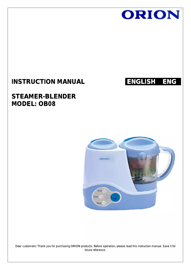 Page 1 de la notice Manuel utilisateur Orion OB08