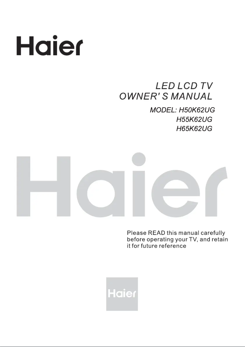 Page 1 de la notice Manuel utilisateur Haier H65K62UG
