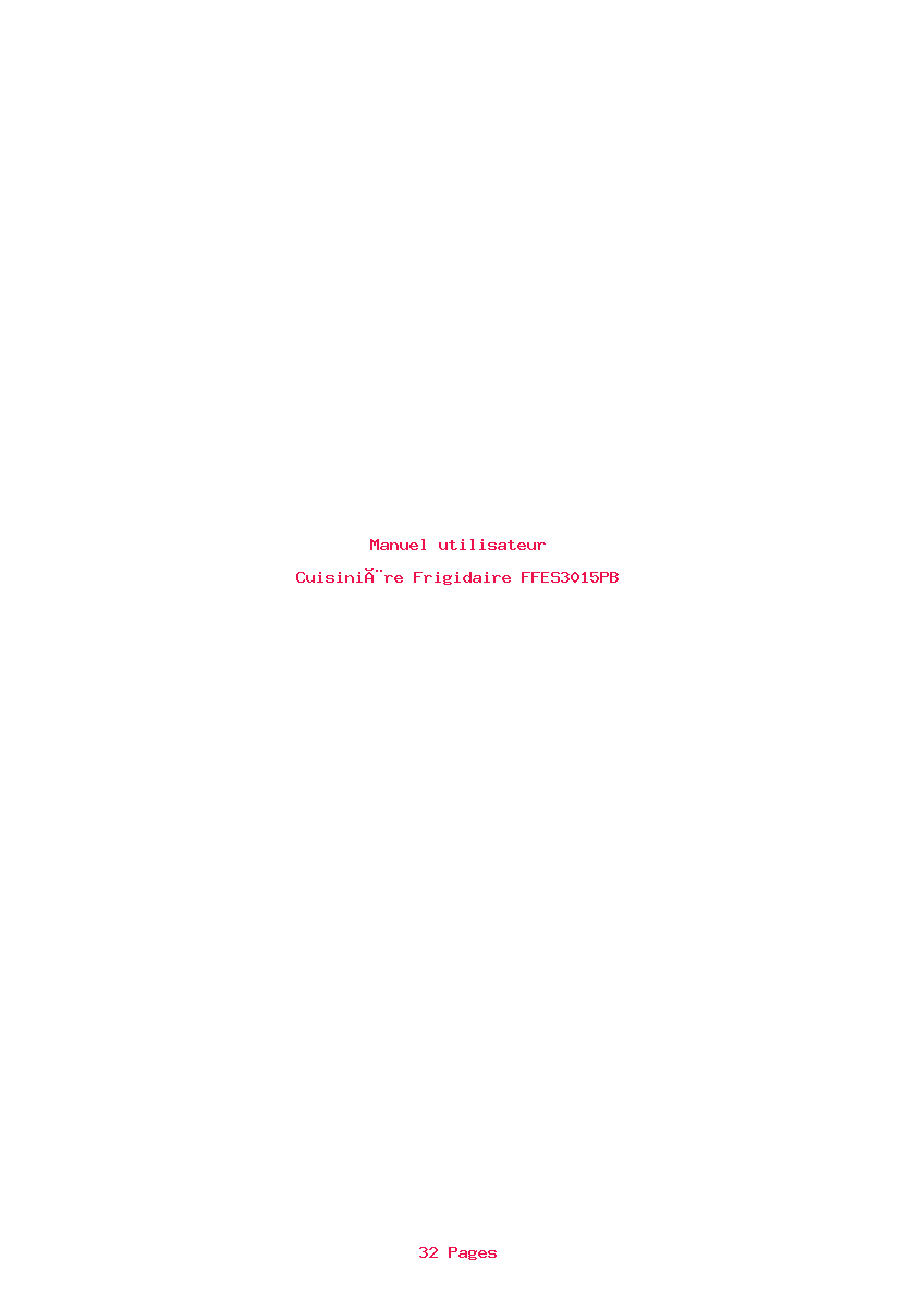Page 1 de la notice Manuel utilisateur Frigidaire FFES3015PB