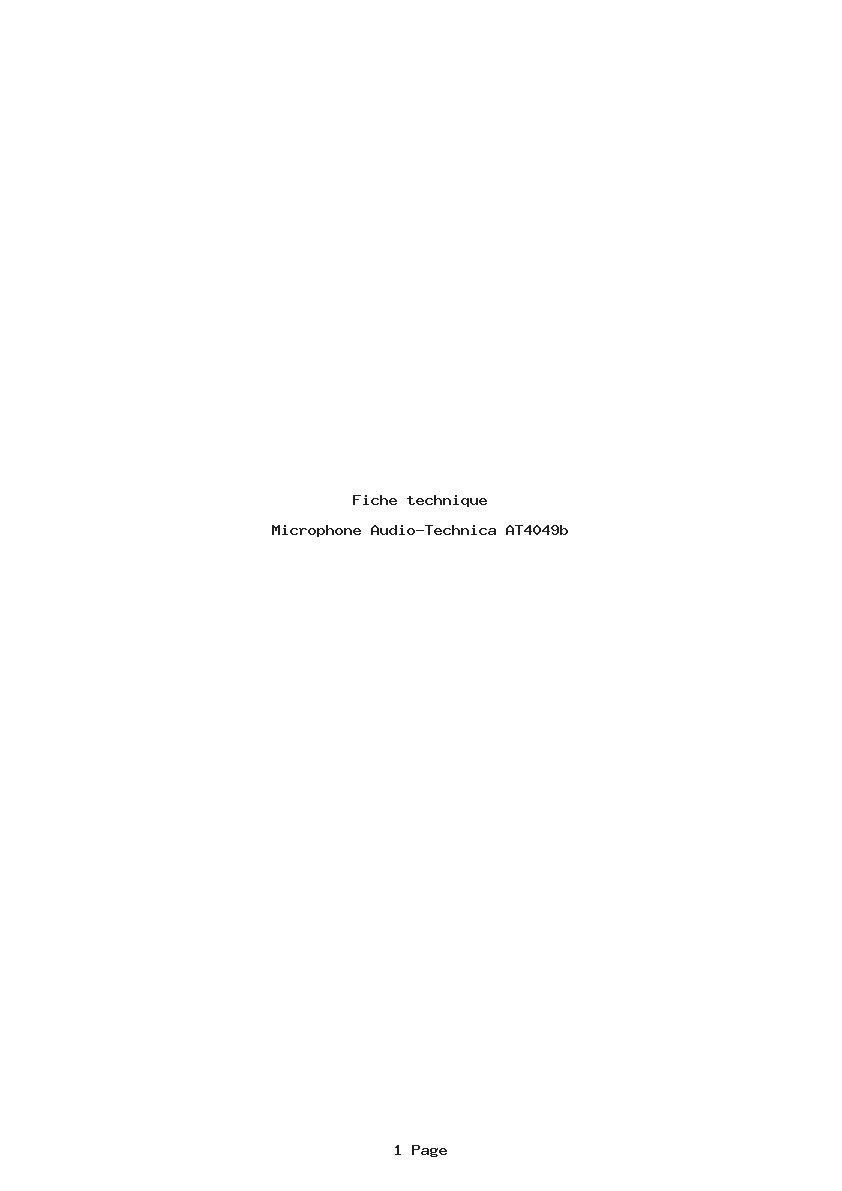 Page 1 de la notice Fiche technique Audio-Technica AT4049b