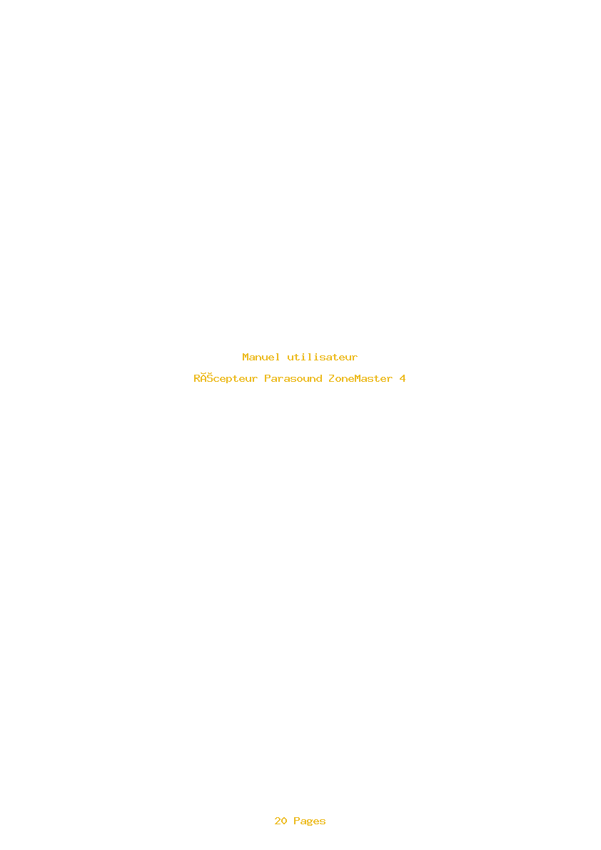 Page 1 de la notice Manuel utilisateur Parasound ZoneMaster 4