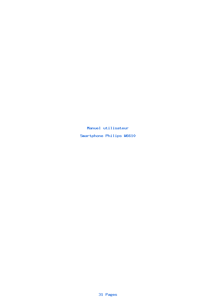 Page 1 de la notice Manuel utilisateur Philips W6610