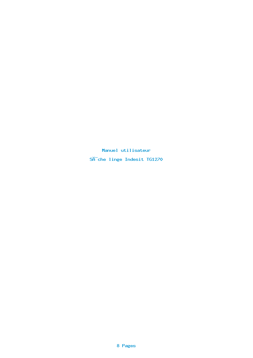 Page 1 de la notice Manuel utilisateur Indesit TG1270