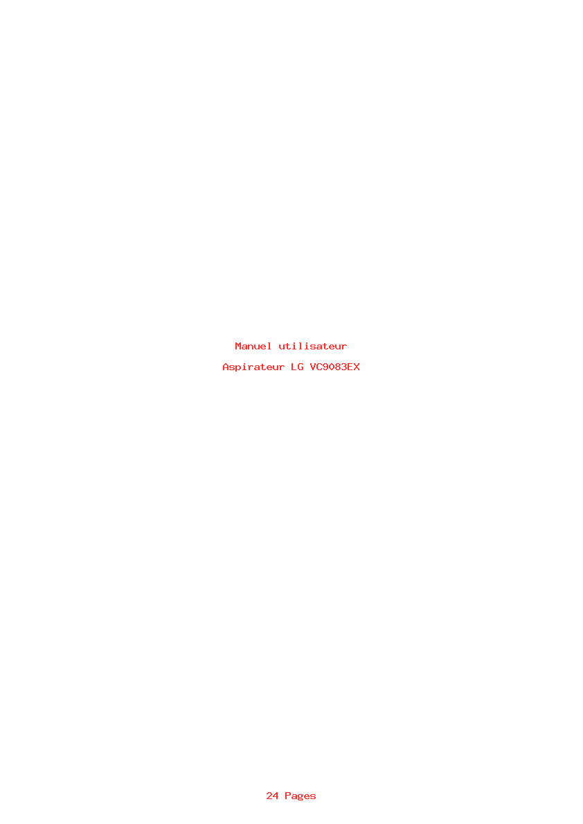 Page 1 de la notice Manuel utilisateur LG VC9083EX