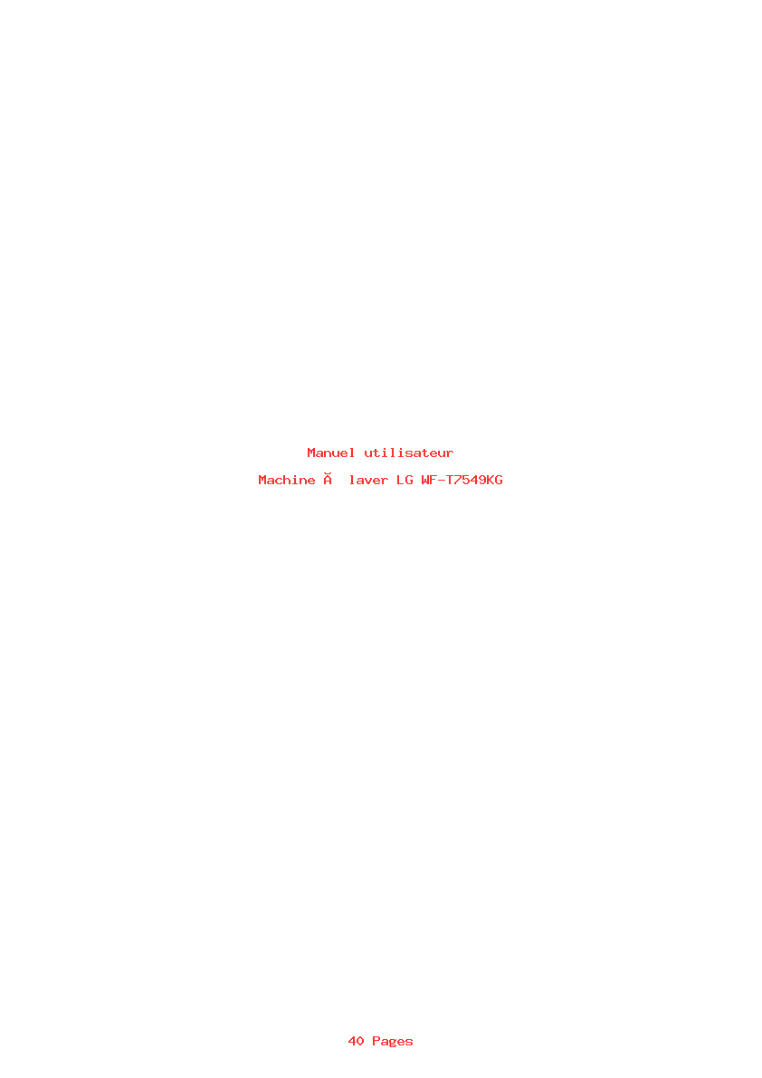 Page 1 de la notice Manuel utilisateur LG WF-T7549KG