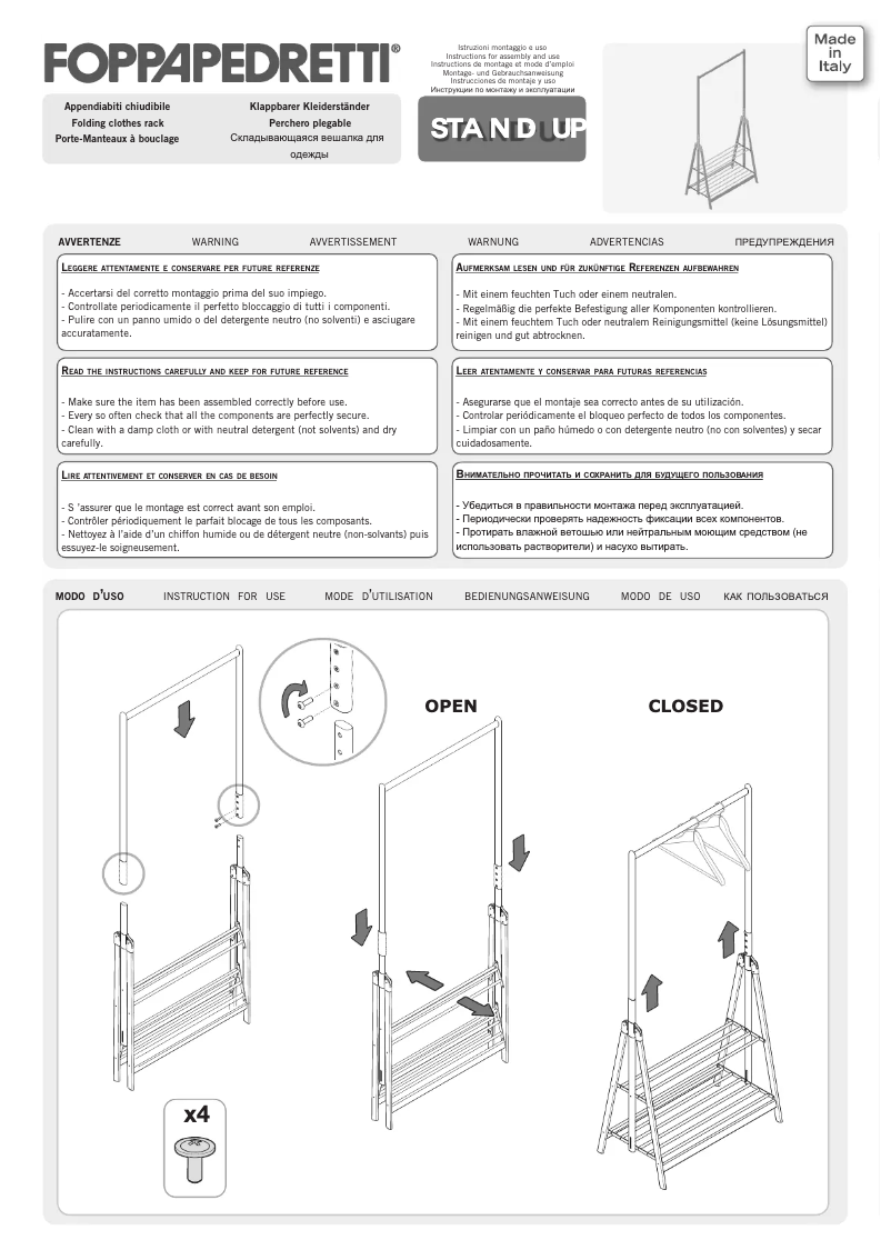 Page 1 de la notice Manuel utilisateur Foppapedretti Stand-Up