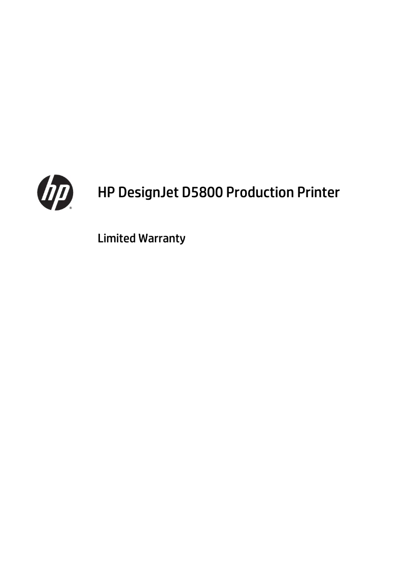 Page n°1 - Informations de garantie HP DesignJet D5800
