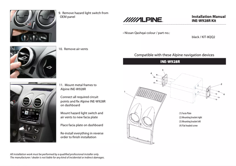 Page 1 de la notice Manuel utilisateur Alpine KIT-8QQ2