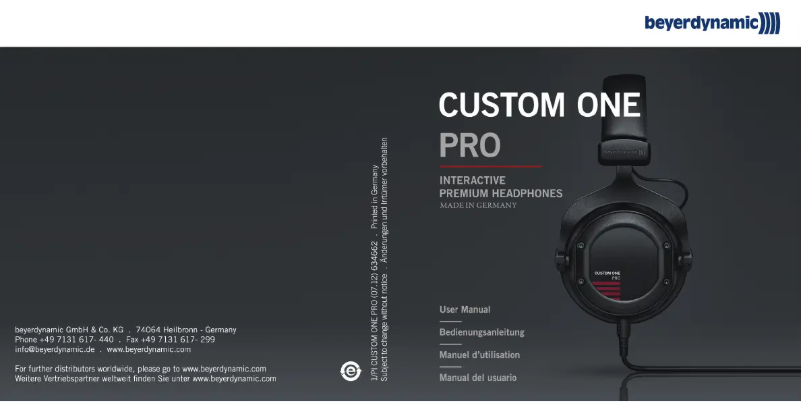Page 1 de la notice Manuel utilisateur Beyerdynamic Custom One Pro Plus