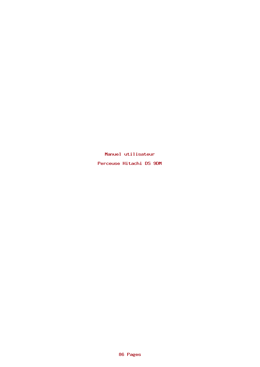 Page 1 de la notice Manuel utilisateur Hitachi DS 9DM