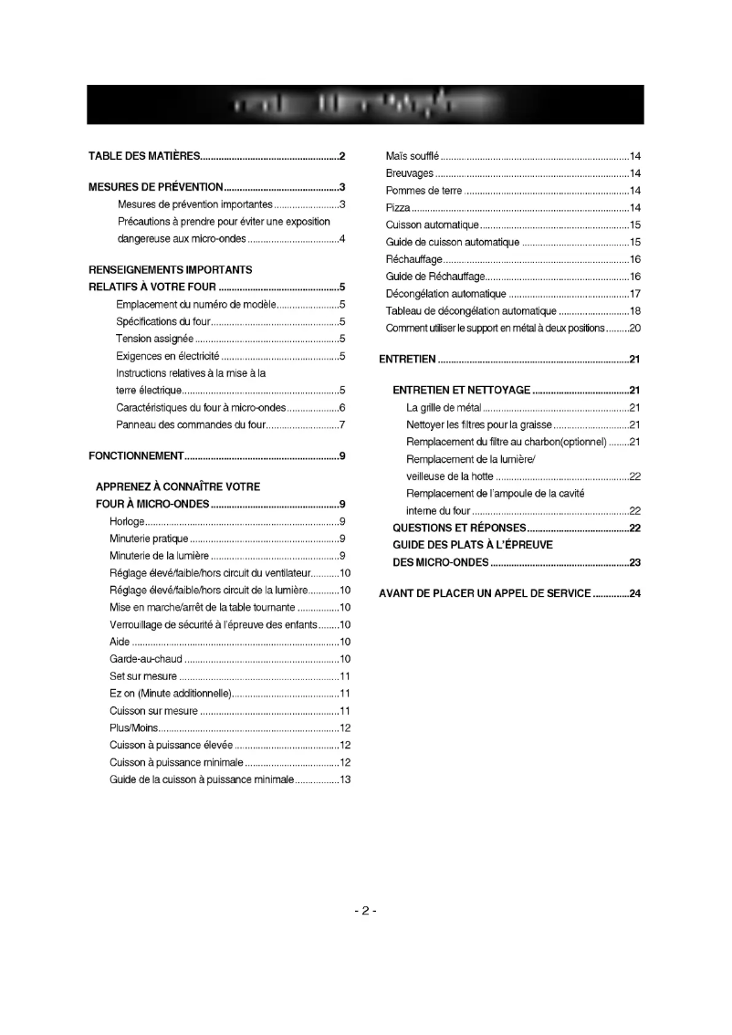 Page 1 de la notice Manuel utilisateur LG LMV-1920DW