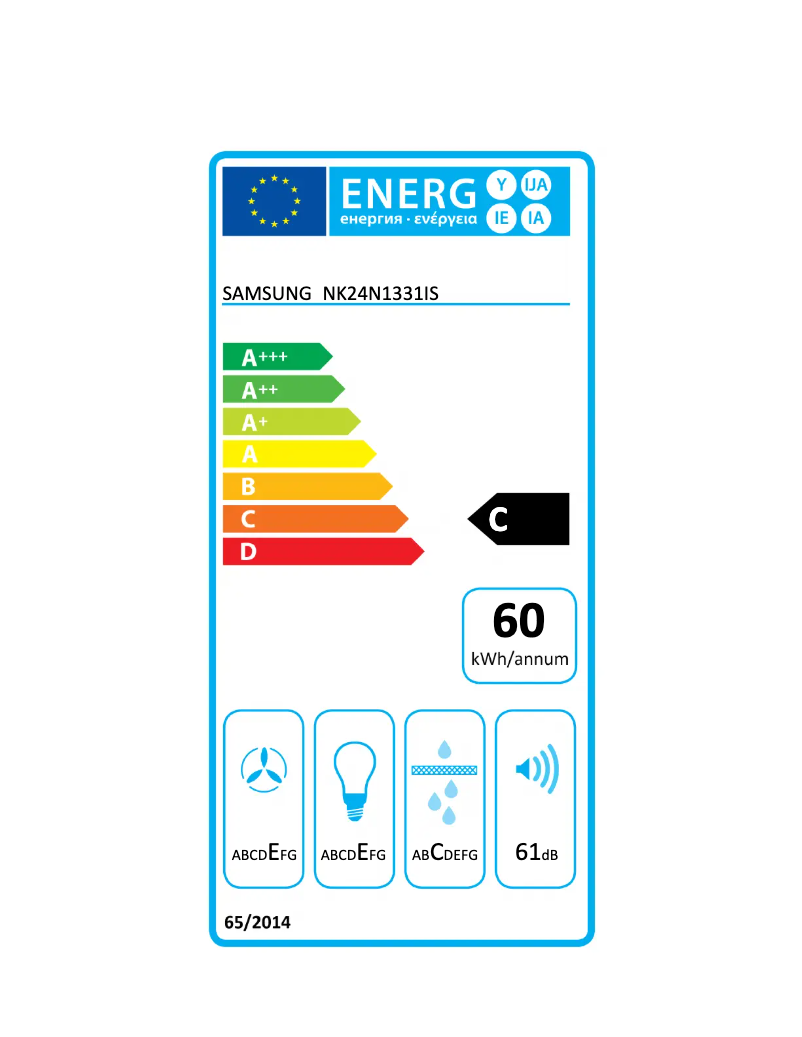 Página 1 del manual Etiqueta energética Samsung NK24N1331IS