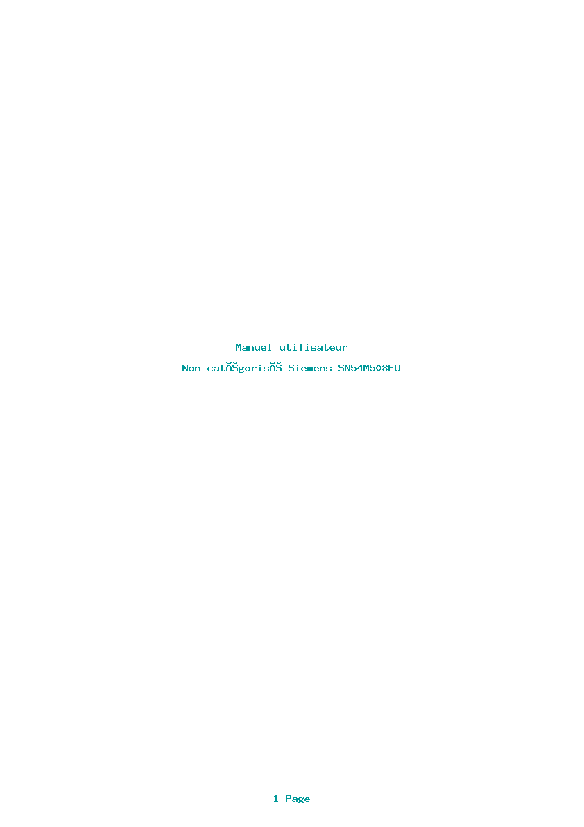 Page 1 de la notice Manuel utilisateur Siemens SN54M508EU