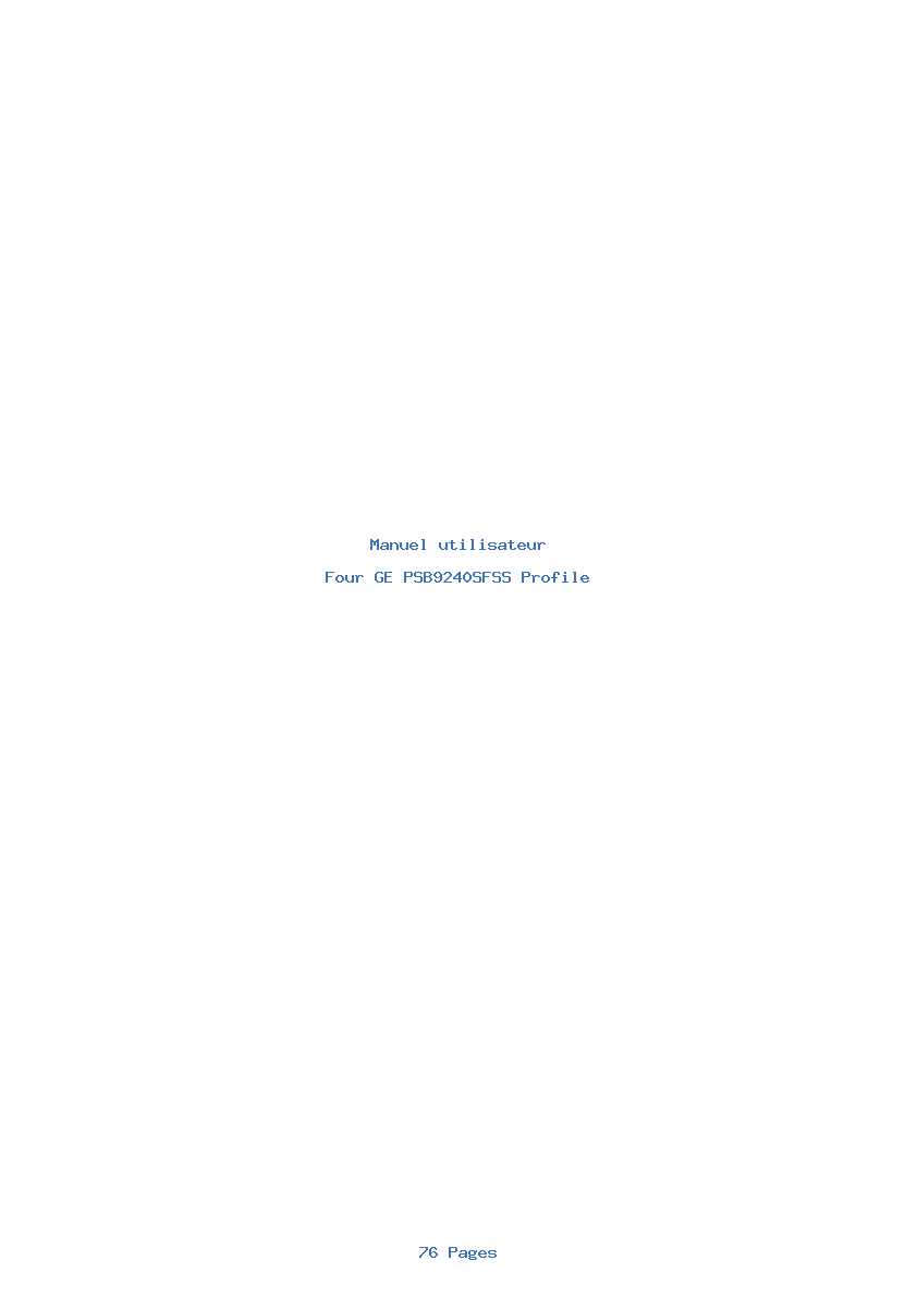 Page 1 de la notice Manuel utilisateur GE PSB9240SFSS Profile