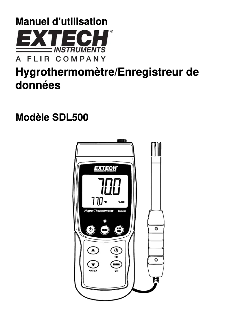 Page 1 de la notice Manuel utilisateur Extech SDL500