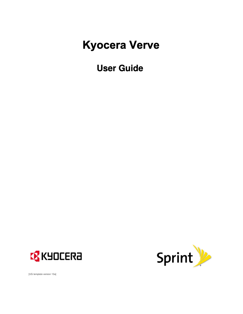 Page 1 de la notice Manuel utilisateur Kyocera Verve S3150