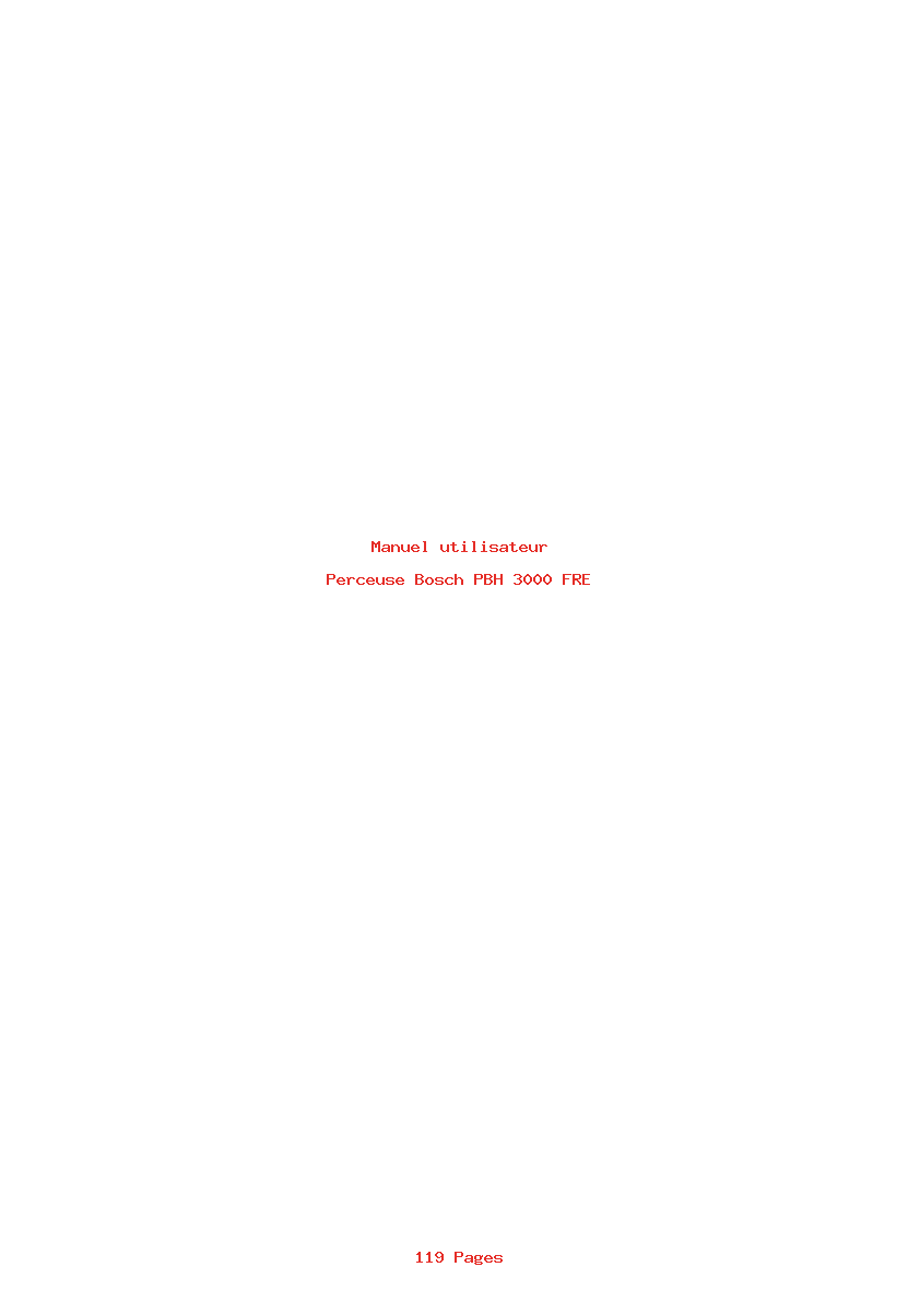 Page 1 de la notice Manuel utilisateur Bosch PBH 3000 FRE