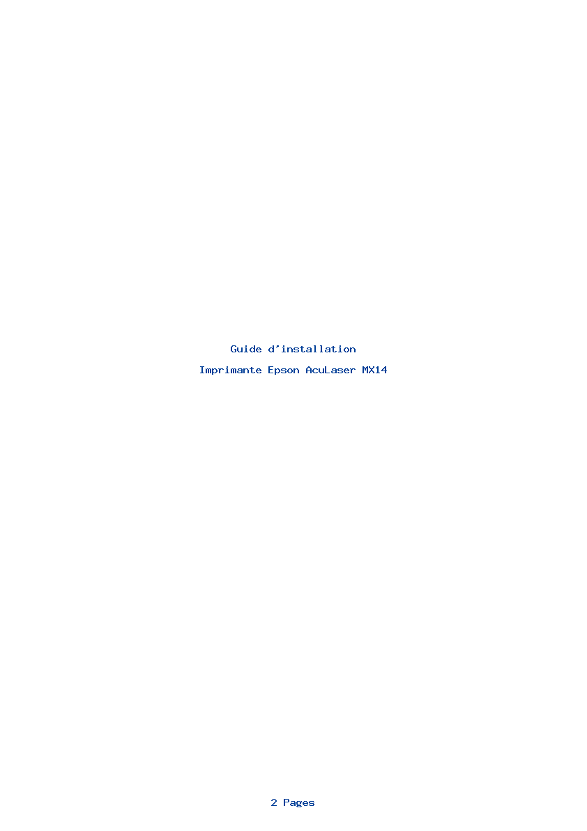 Page 1 de la notice Guide d'installation Epson AcuLaser MX14
