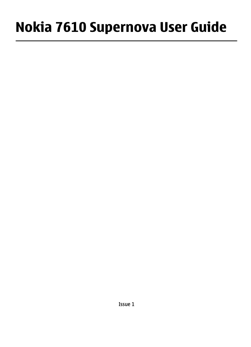 Page 1 de la notice Manuel utilisateur Nokia 7610 Supernova