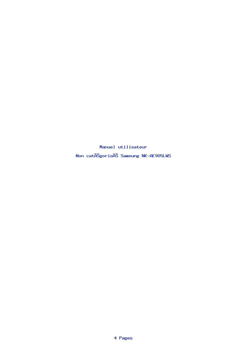 Page 1 de la notice Manuel utilisateur Samsung NK-AE905LWS
