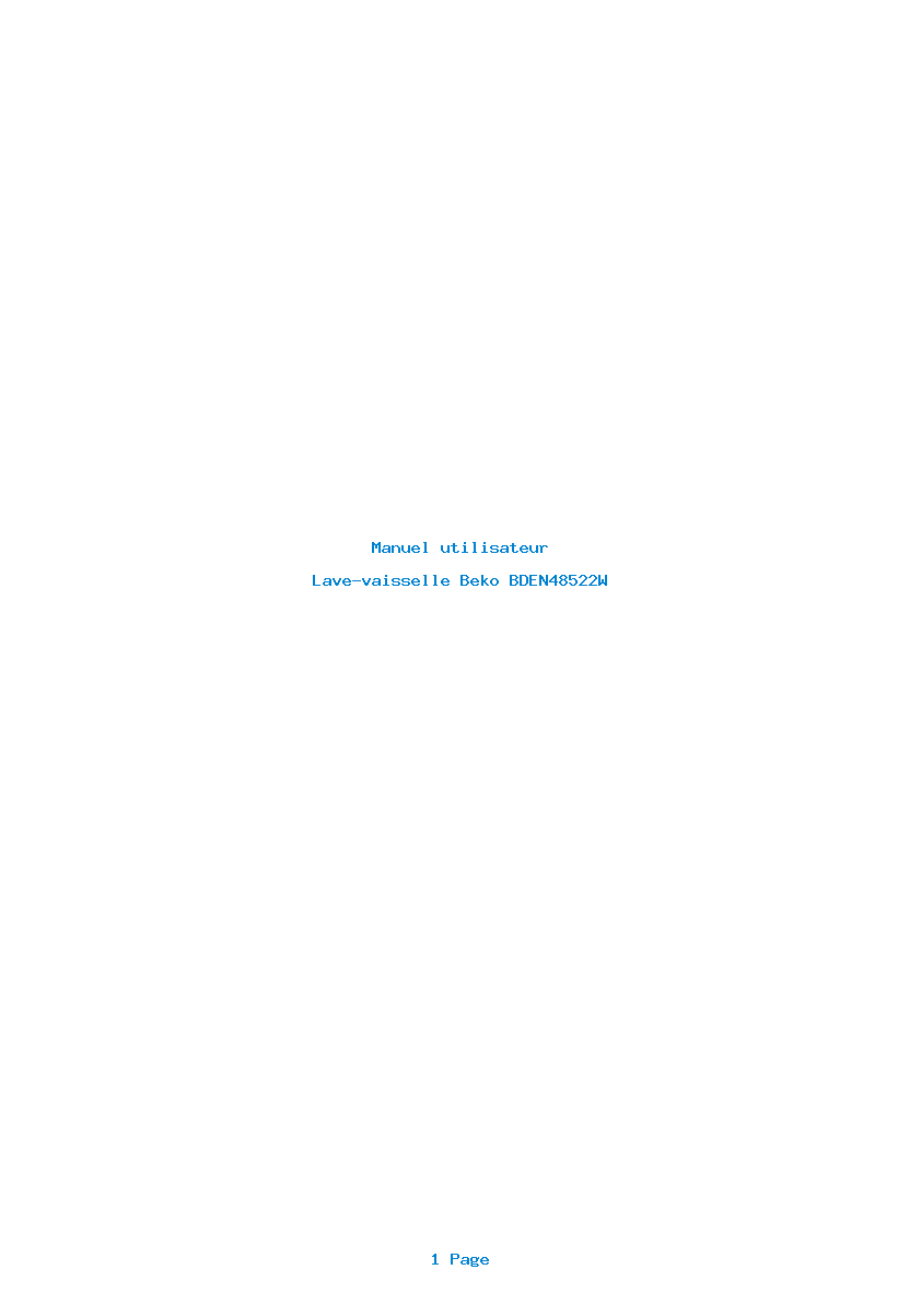 Page 1 de la notice Manuel utilisateur Beko BDEN48522W